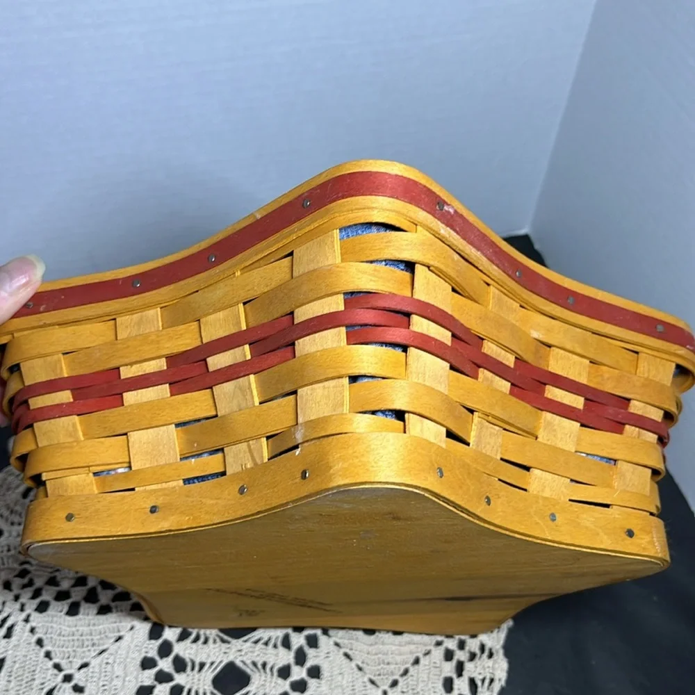 🇺🇸Longaberger 2001 Holiday Hostess Shining Star Basket Large Cloth Plastic Liner